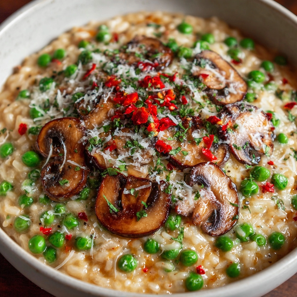Mushroom and Pea Risotto Recipe - Recipe Image