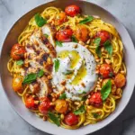 Chicken Spaghetti with Burrata and Lemon Butter Garlic Sauce Recipe