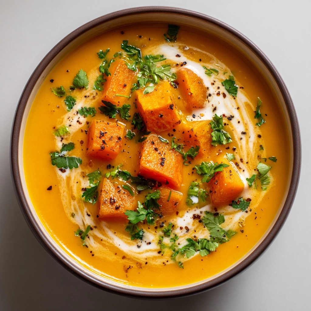 Spicy Butternut Squash Sweet Potato Soup Recipe - Recipe Image