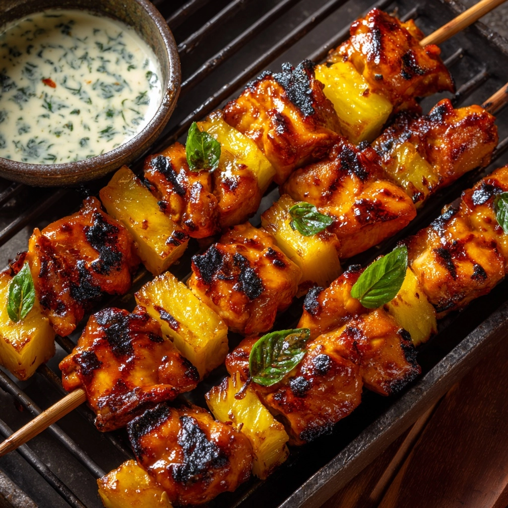 Chipotle Pineapple Bang Bang Chicken Skewers Recipe - Recipe Image