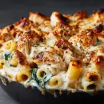 Cheesy Spinach Dip Chicken Pasta Recipe