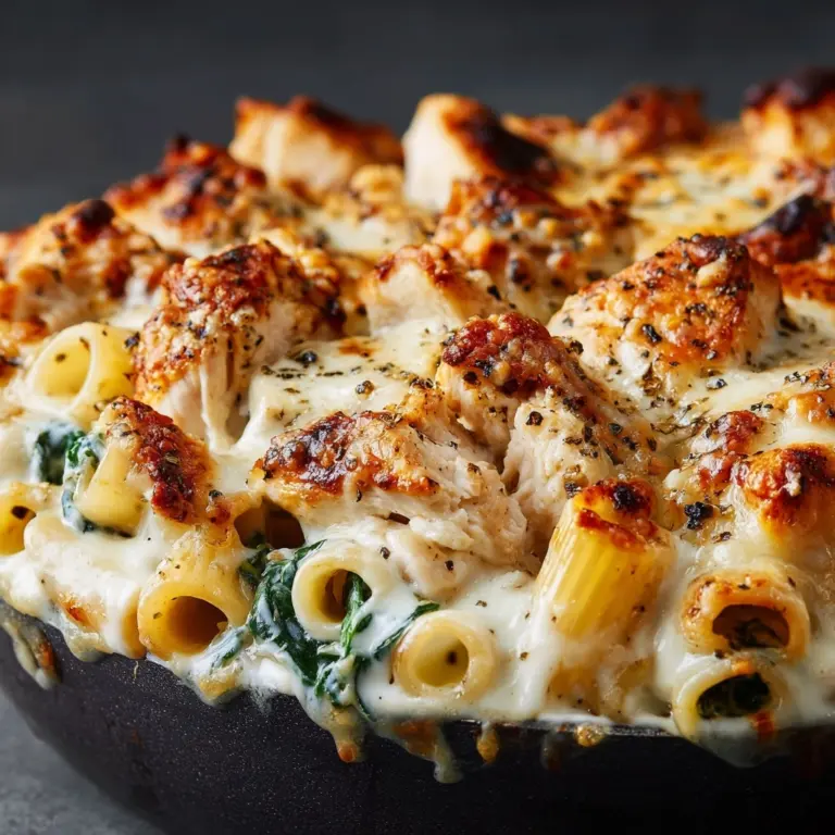 Cheesy Spinach Dip Chicken Pasta Recipe