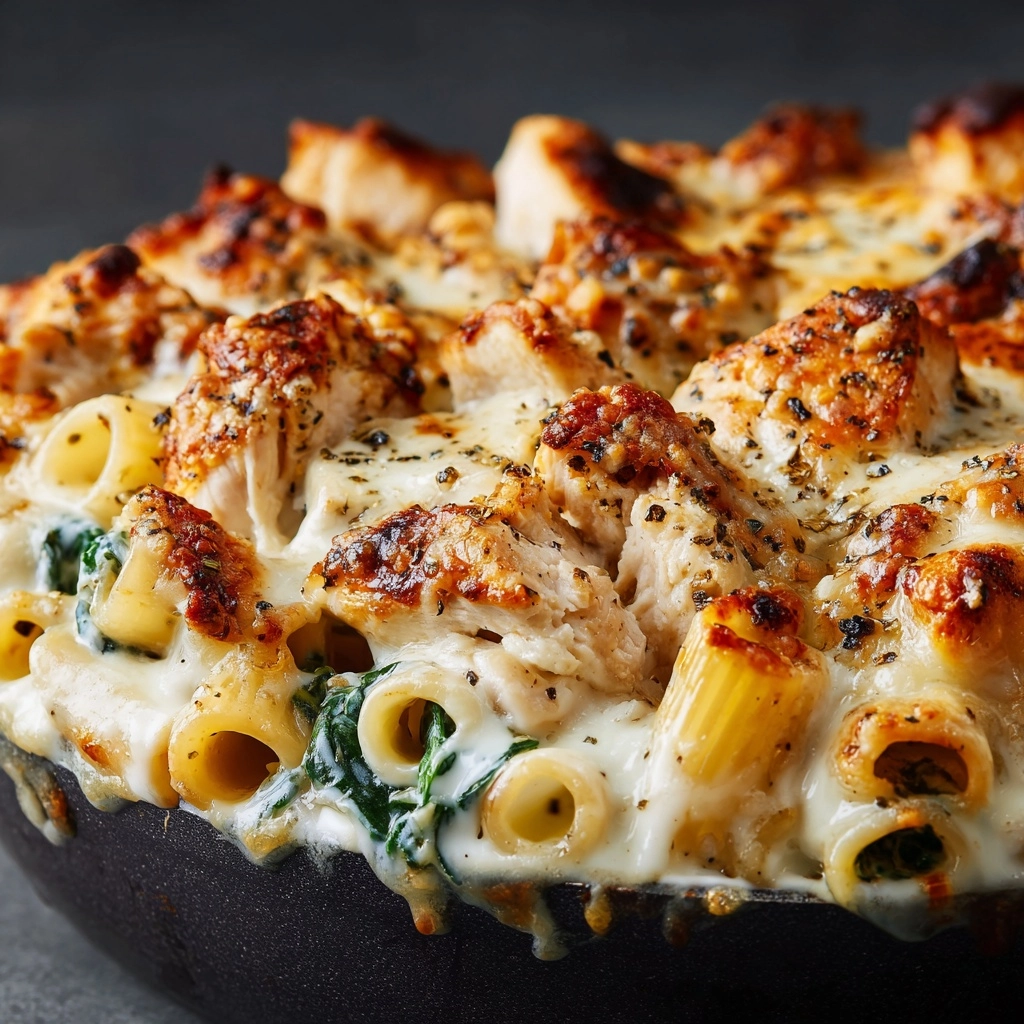 Cheesy Spinach Dip Chicken Pasta Recipe - Recipe Image