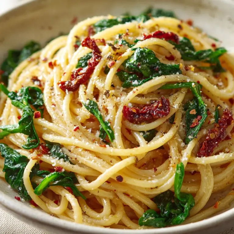 Spaghetti and Spinach with Sun-Dried Tomato Cream Sauce Recipe