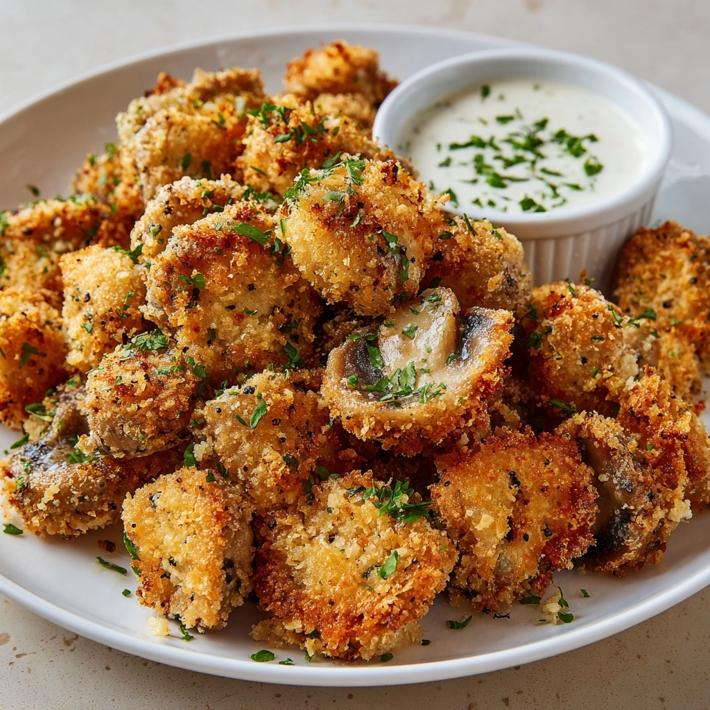 Crispy Fried Mushrooms with Cool Ranch Dip Recipe - Recipe Image
