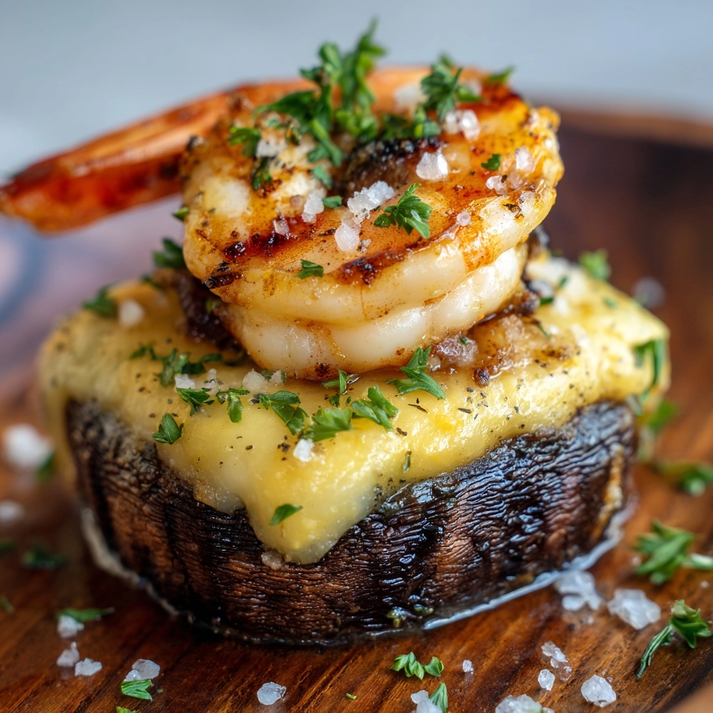 Cajun Shrimp-Stuffed Mushrooms with Cheese Pull Recipe - Recipe Image