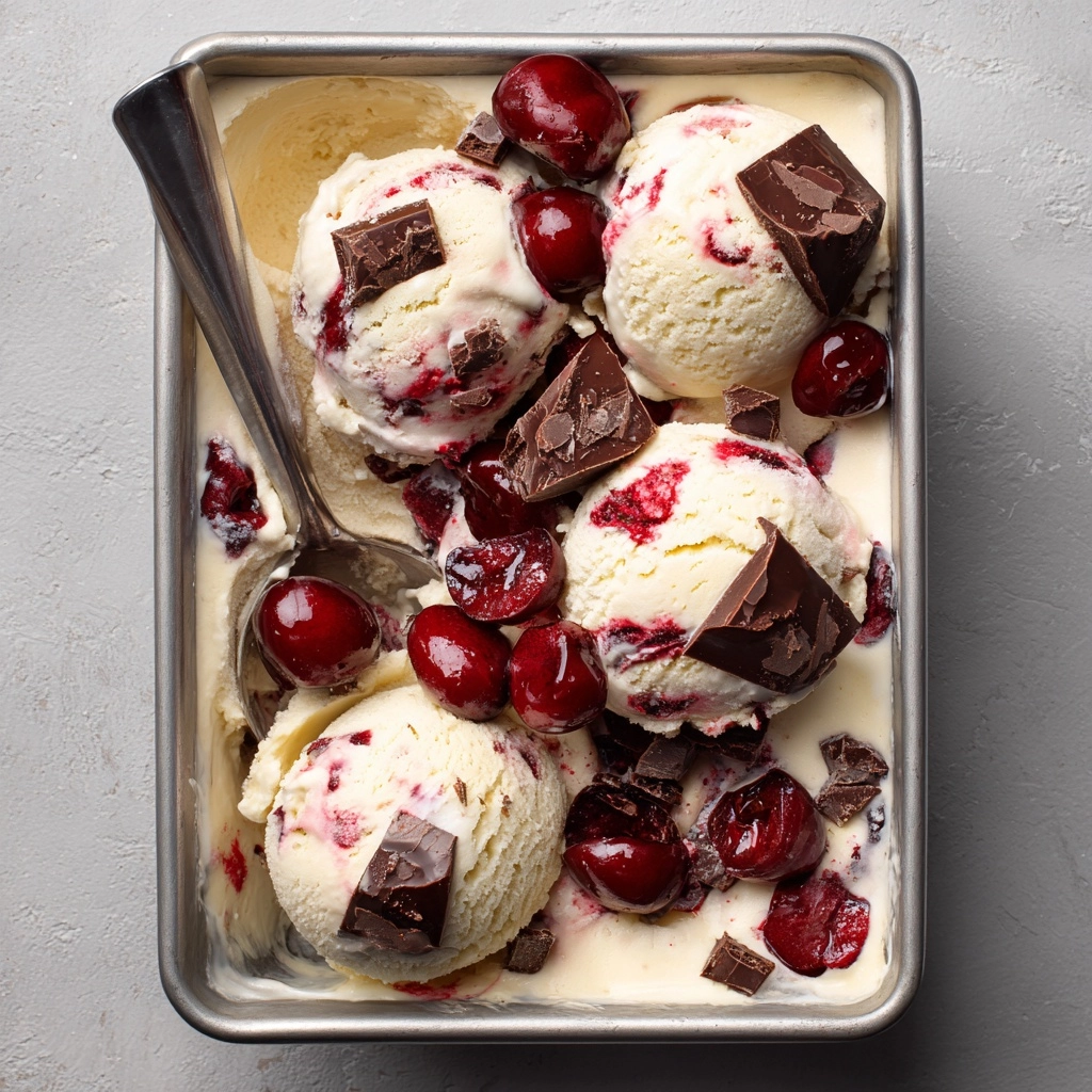No-Churn Chocolate Cherry Ice Cream Recipe - Recipe Image