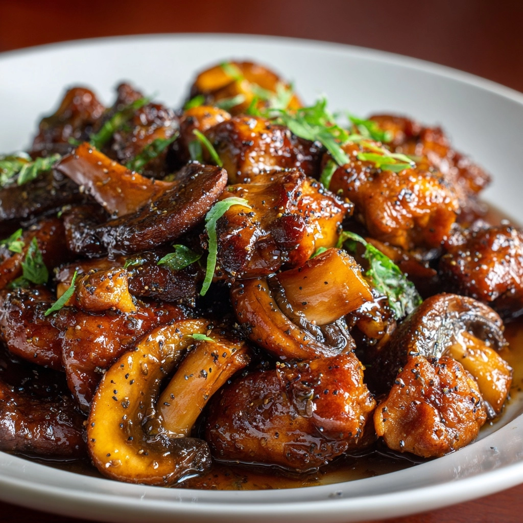 Black Pepper Chicken with Mushrooms Recipe - Recipe Image
