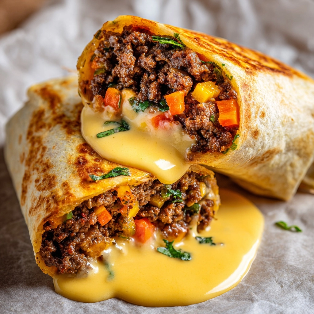 Cheesy Ground Beef Delight Wrap with Creamy Sauce Recipe