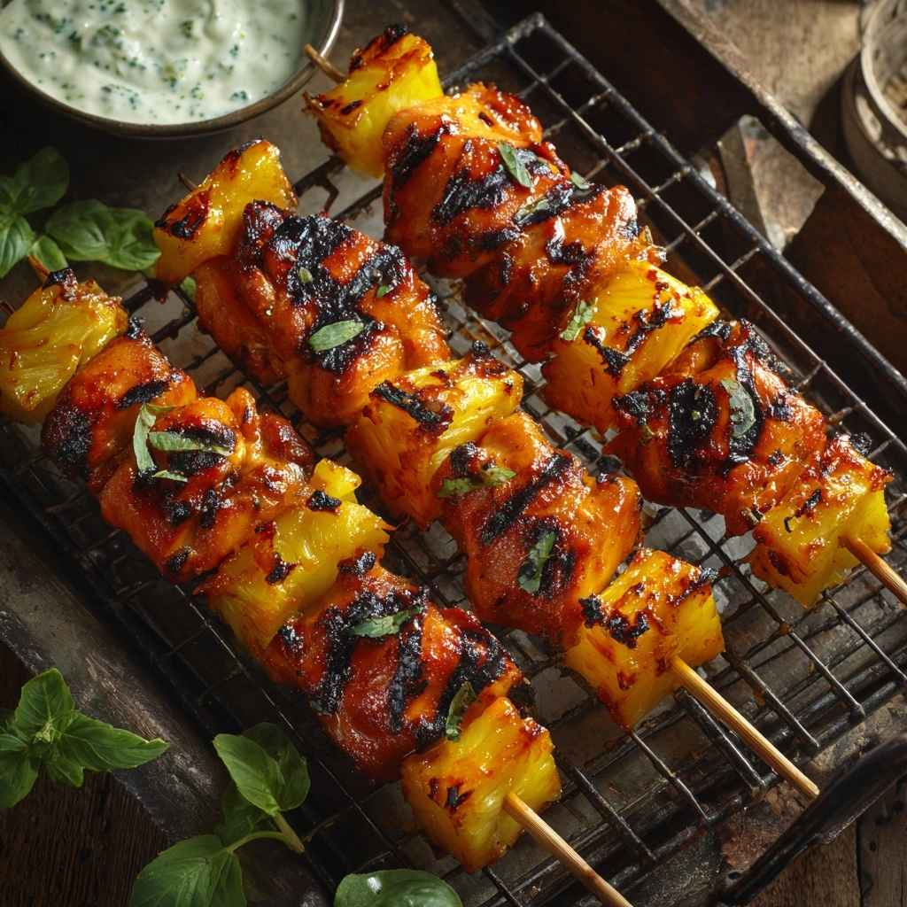 Chipotle Pineapple Bang Bang Chicken Skewers Recipe - Recipe Image