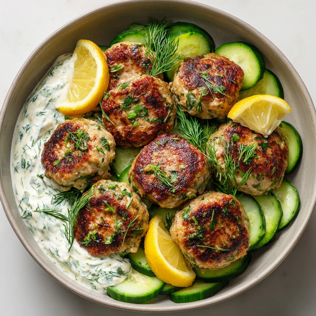 Greek Chicken Meatballs with Homemade Tzatziki Sauce Recipe - Recipe Image