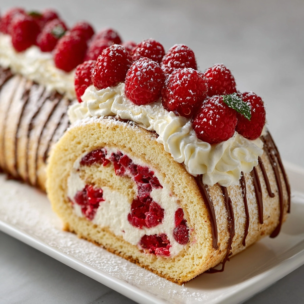 Raspberry White Chocolate Cake Roll Recipe - Recipe Image