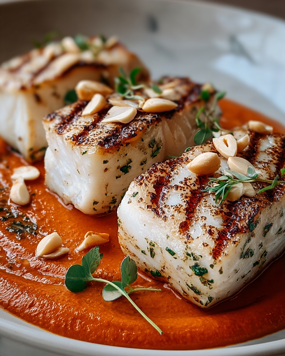 Spanish Grilled Cod with Almond Romesco Sauce Recipe - Recipe Image
