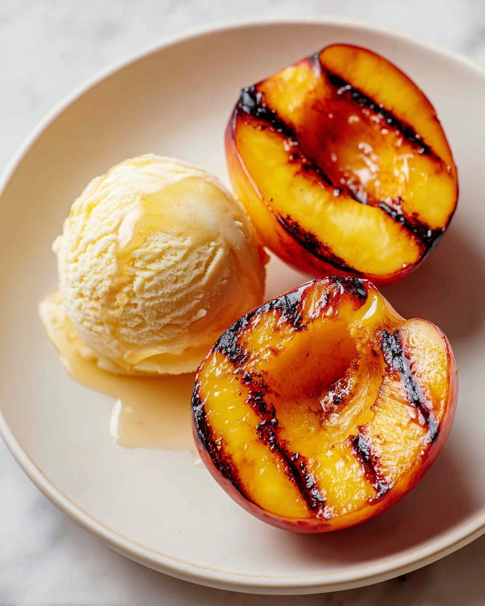 Grilled Peaches with Vanilla Ice Cream Recipe - Recipe Image