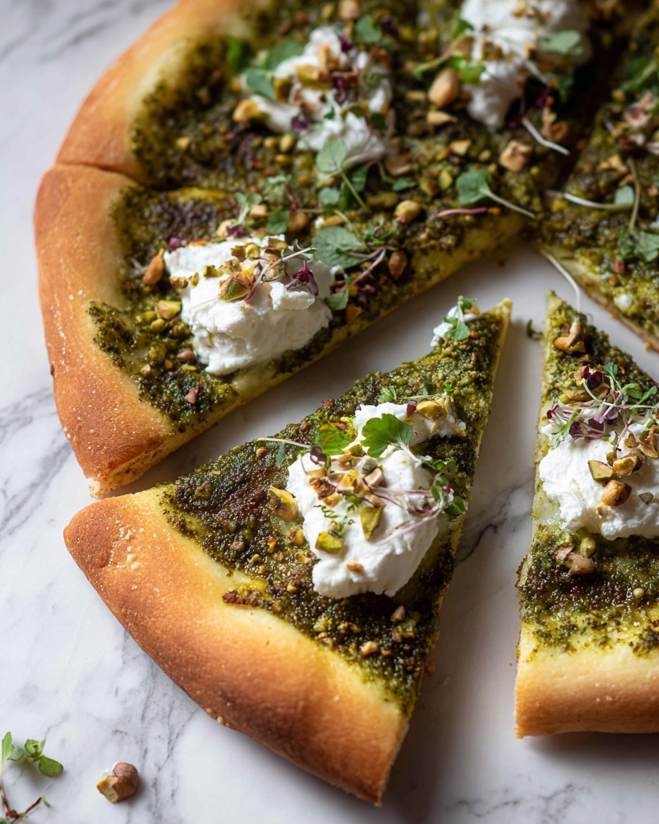 Pistachio Pesto Pizza with Asparagus, Peas, and Microgreens Recipe - Recipe Image