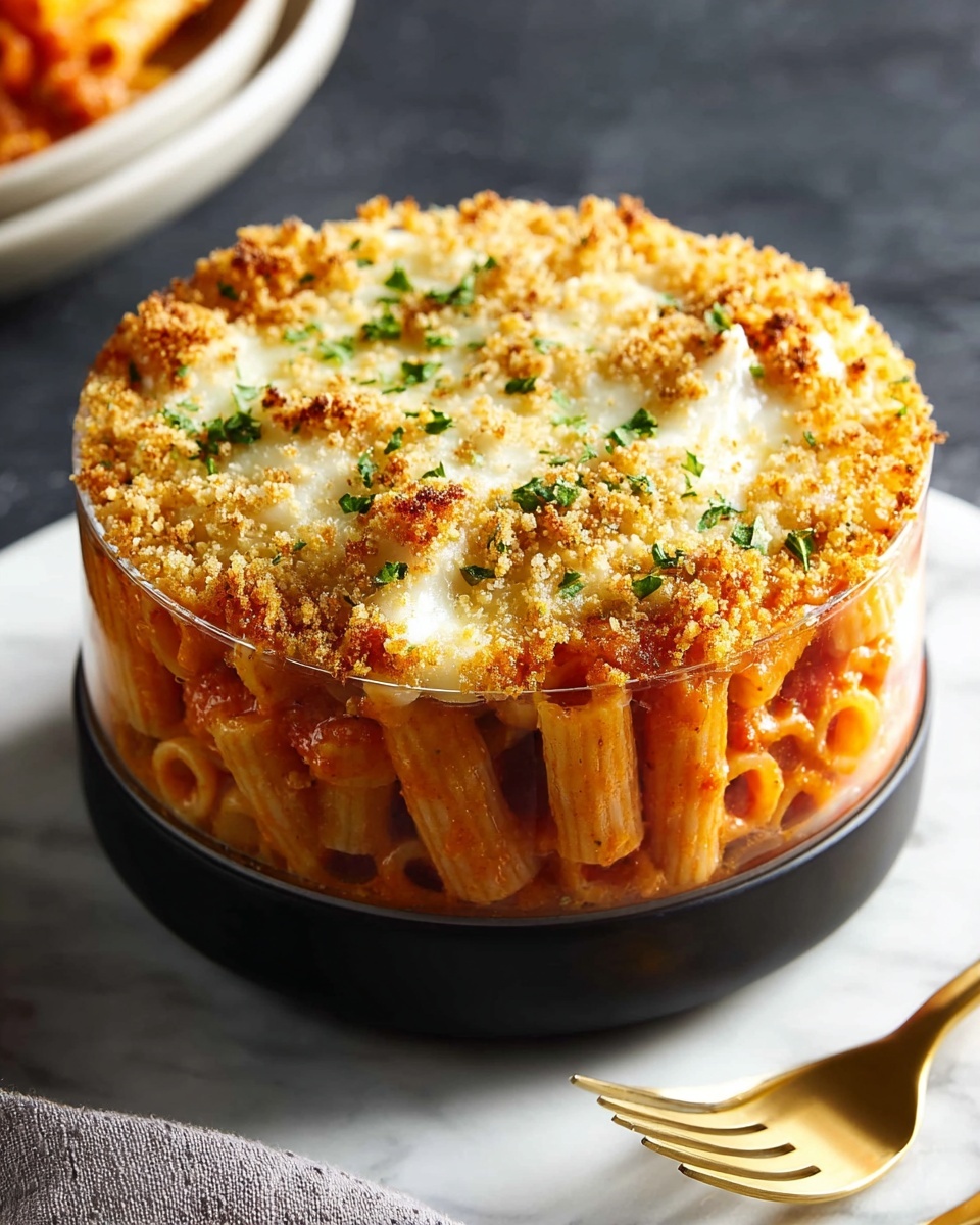 One-Pot Chicken Parmesan Pasta with Garlic Panko Topping Recipe - Recipe Image
