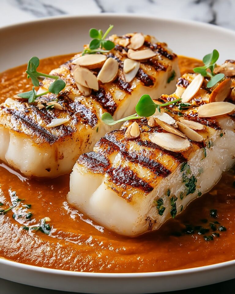 Spanish Grilled Cod with Almond Romesco Sauce Recipe
