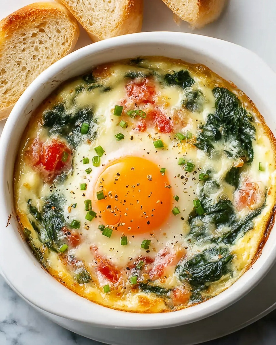 Baked Feta Eggs with Cherry Tomatoes and Spinach Recipe - Recipe Image