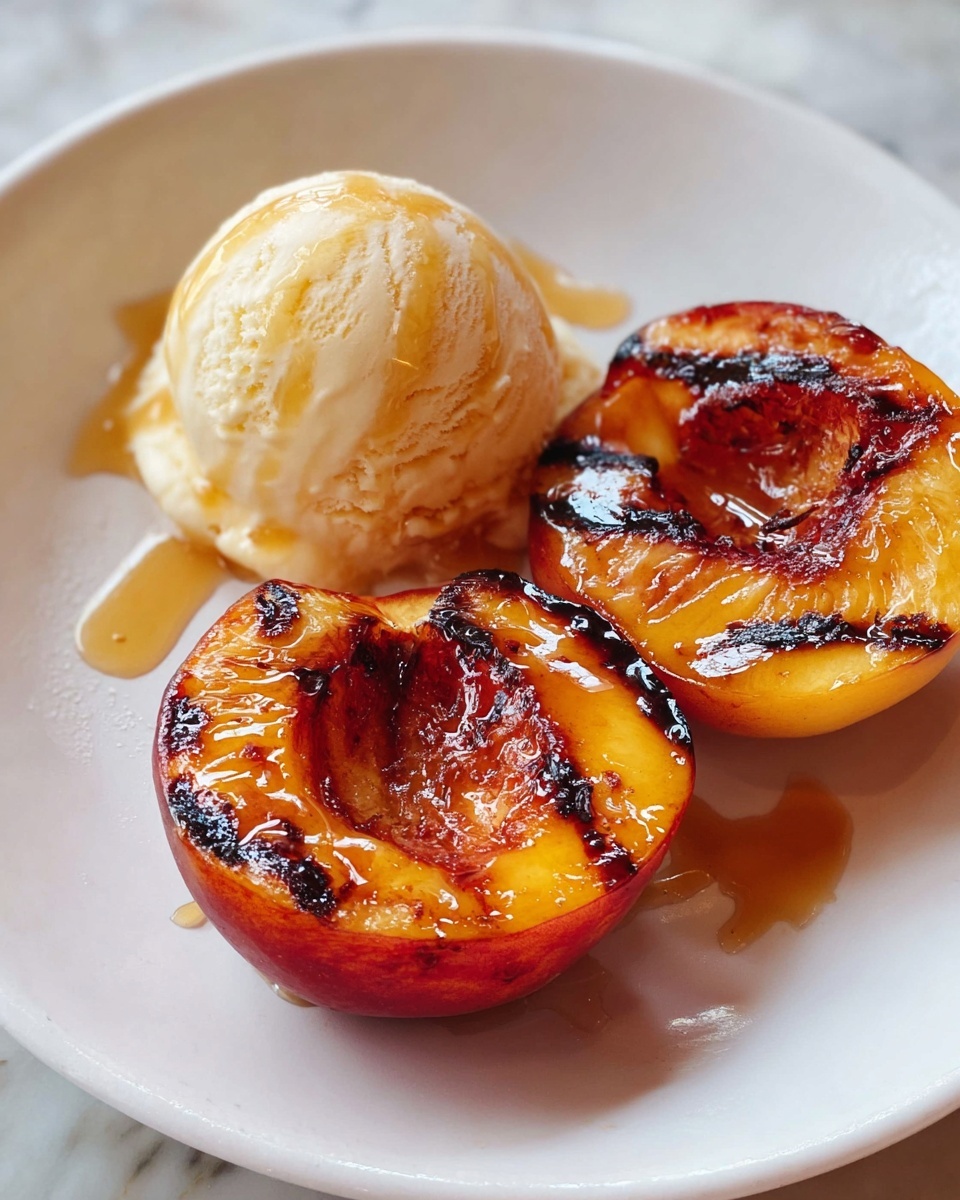 Grilled Peaches with Vanilla Ice Cream Recipe - Recipe Image