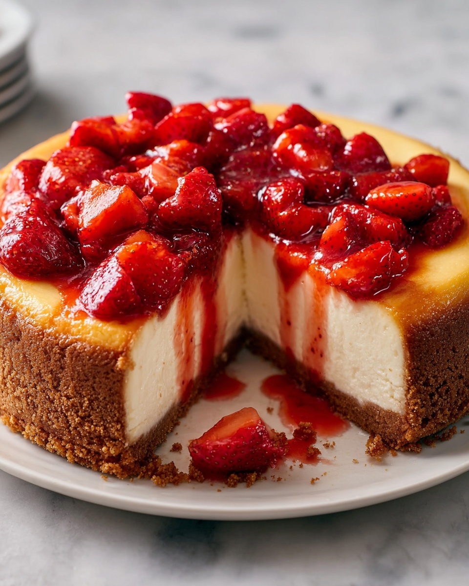 Next Level Baked Strawberry Cheesecake Recipe - Recipe Image