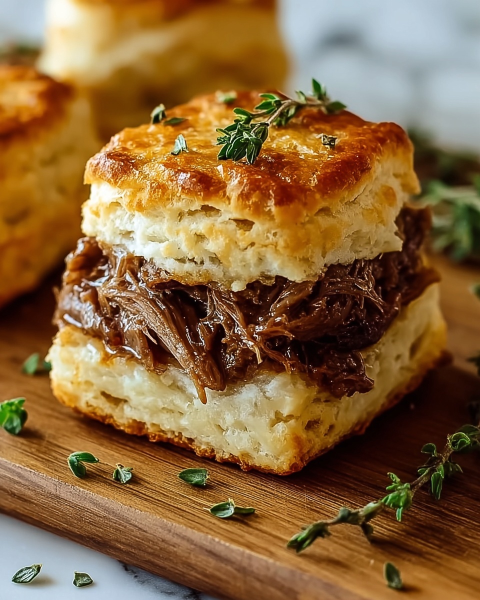 French Dip Biscuits with Roast Beef and Provolone Recipe - Recipe Image