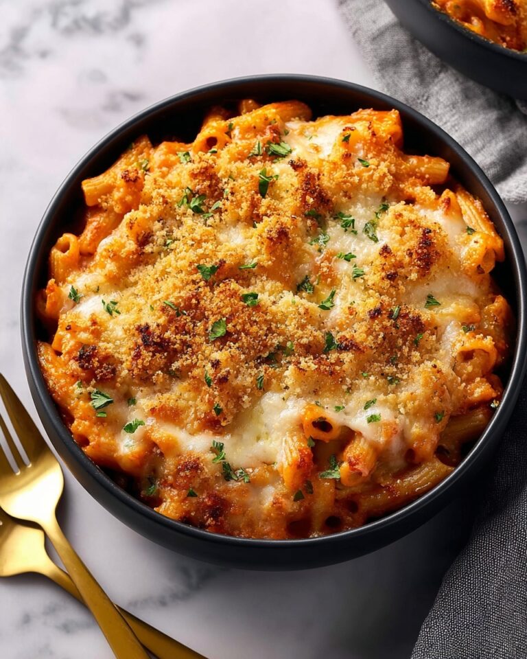 One-Pot Chicken Parmesan Pasta with Garlic Panko Topping Recipe