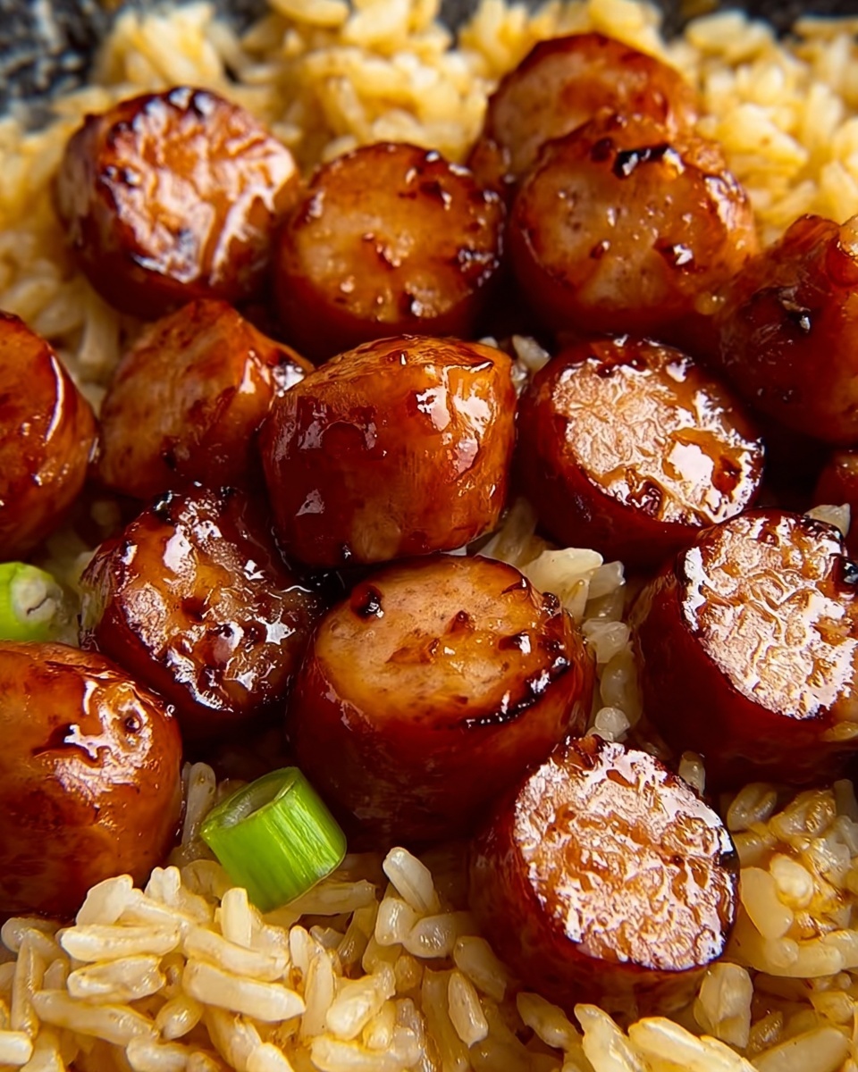 One-Pan Sweet & Tangy BBQ Sausage Rice Recipe - Recipe Image