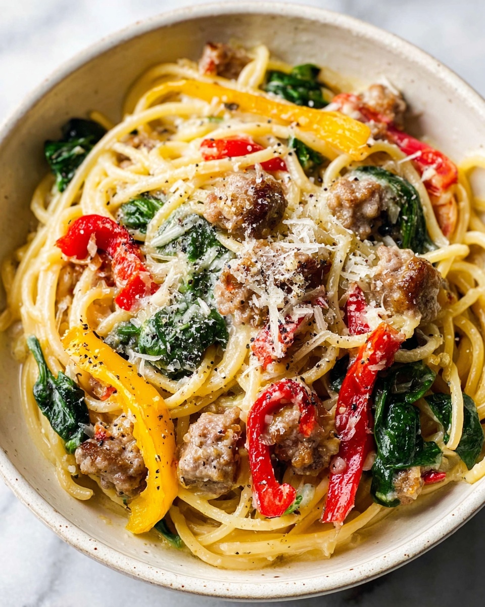 Creamy Sausage and Peppers Pasta Recipe - Recipe Image