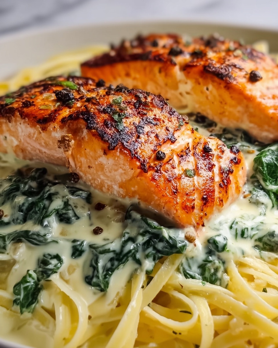 Blackened Salmon Stuffed with Spinach and Parmesan Recipe - Recipe Image