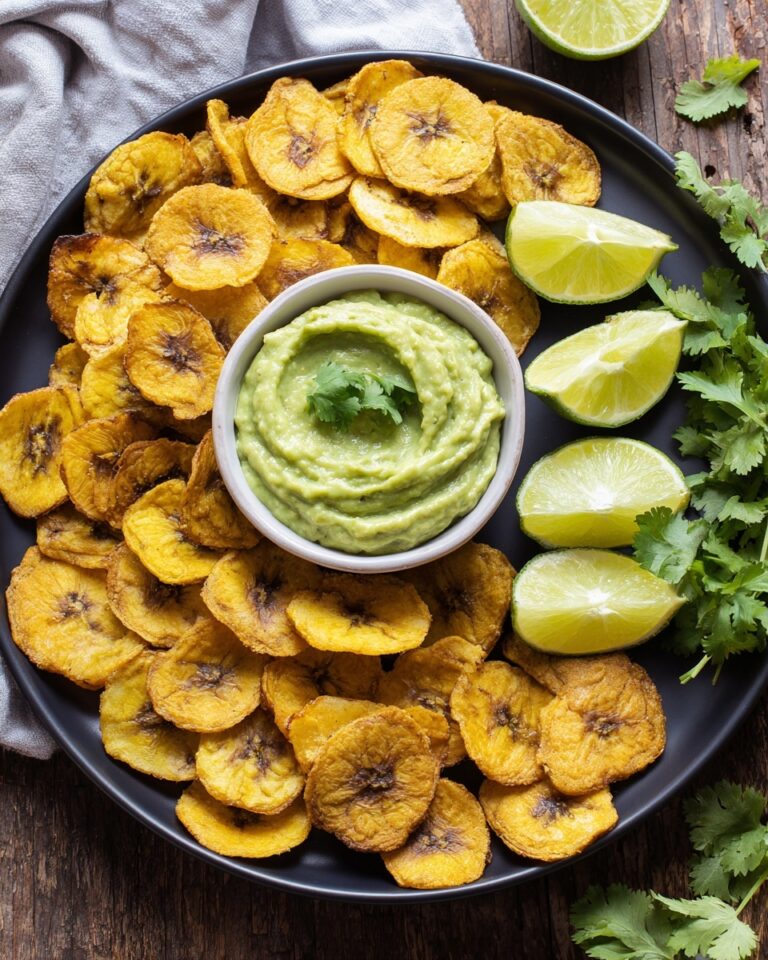 Baked Plantain Chips with Guacamole Recipe