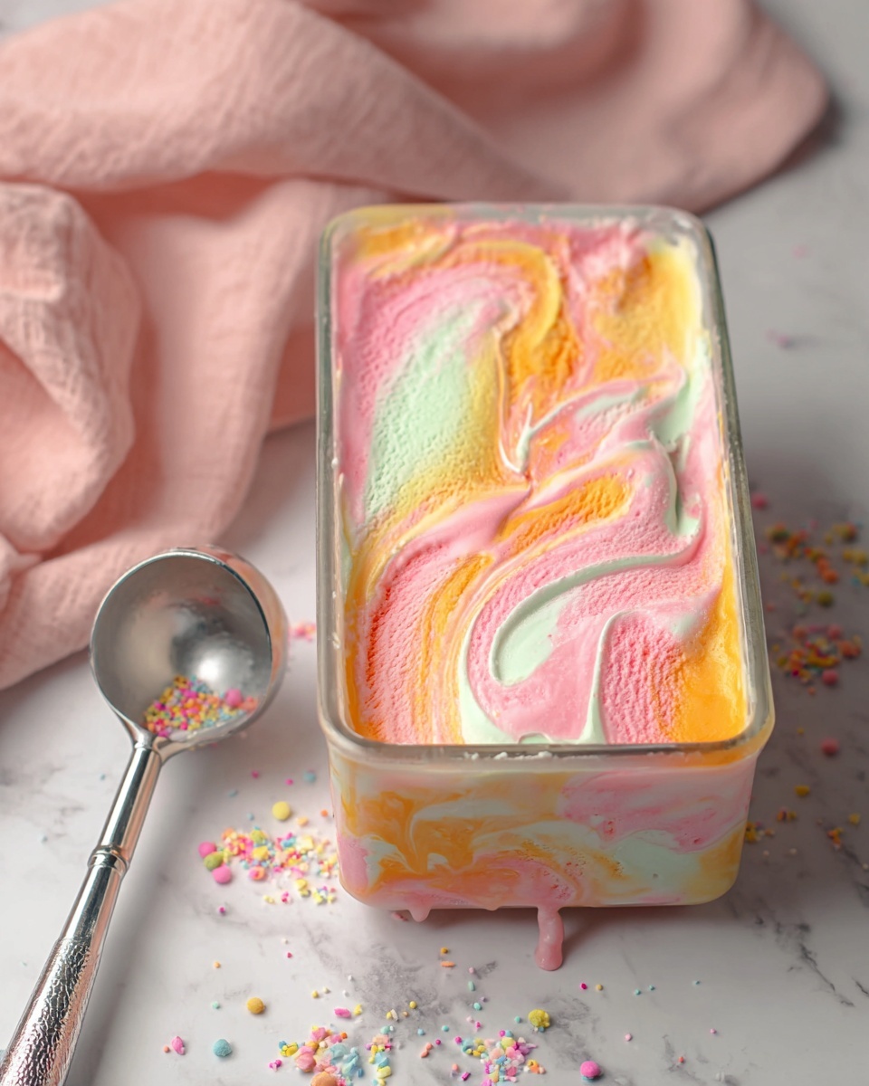 Jello Rainbow Sherbet Ice Cream Recipe - Recipe Image