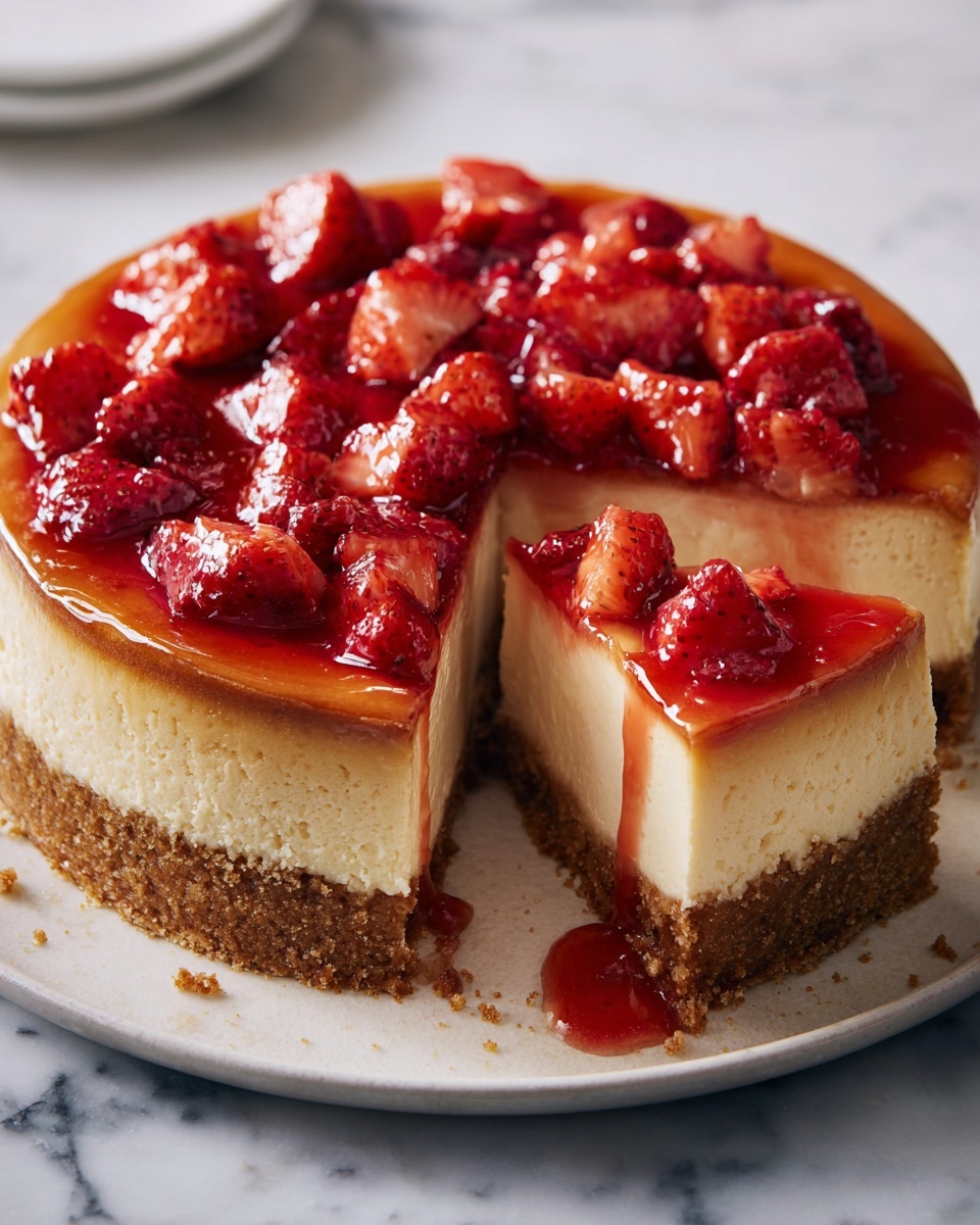Next Level Baked Strawberry Cheesecake Recipe - Recipe Image