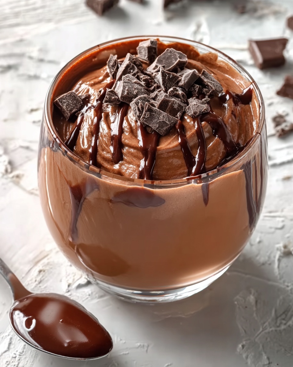 Chocolate Greek Yogurt Pudding with Melted Chocolate and Peanut Butter Drizzle Recipe - Recipe Image