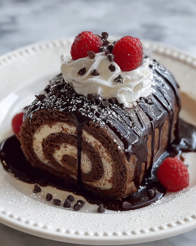 Chocolate Cake Roll with Cream Filling and Ganache Recipe