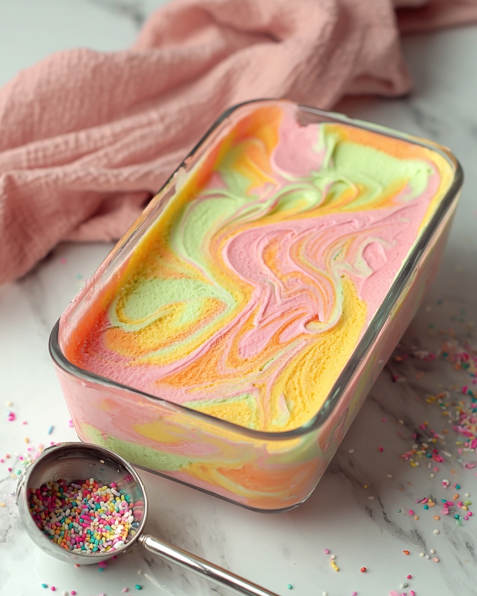 Jello Rainbow Sherbet Ice Cream Recipe - Recipe Image