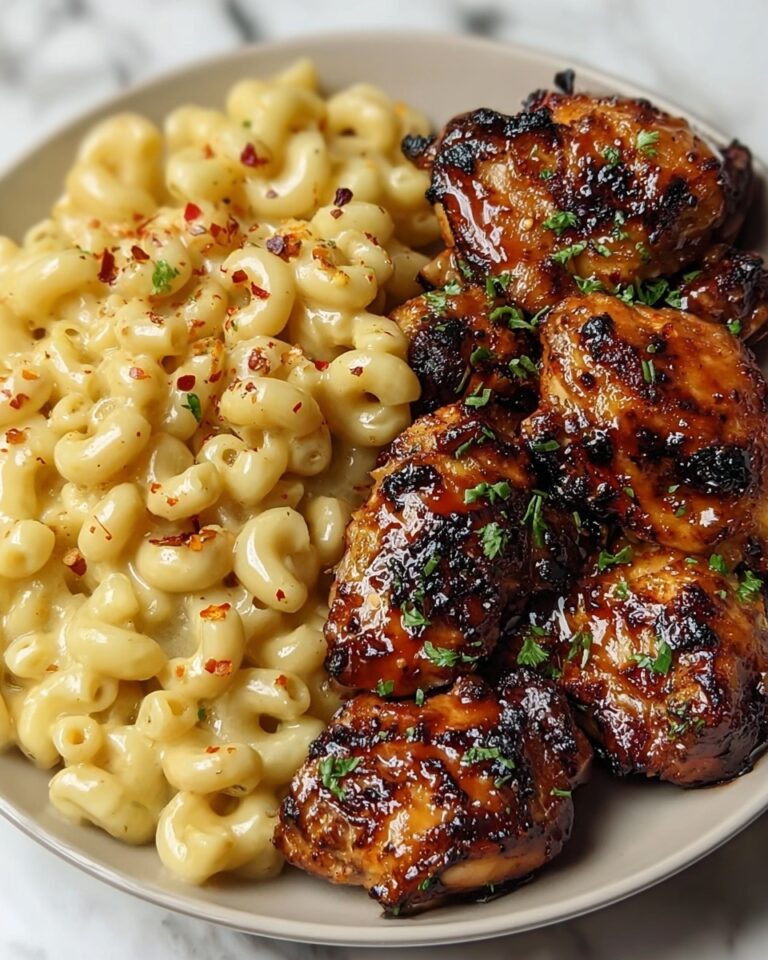Sweet and Spicy Honey Pepper Chicken with Creamy Macaroni Cheese Recipe