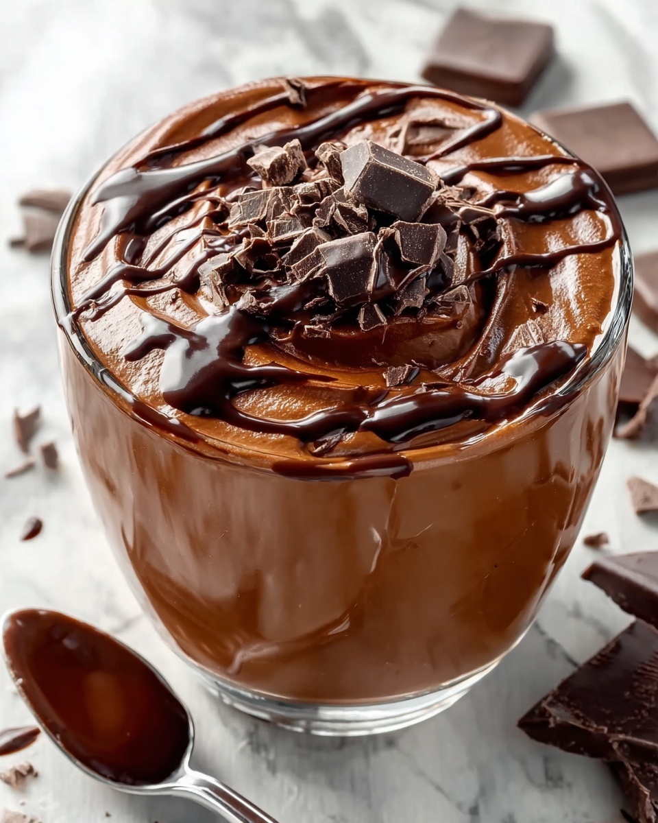 Chocolate Greek Yogurt Pudding with Melted Chocolate and Peanut Butter Drizzle Recipe - Recipe Image