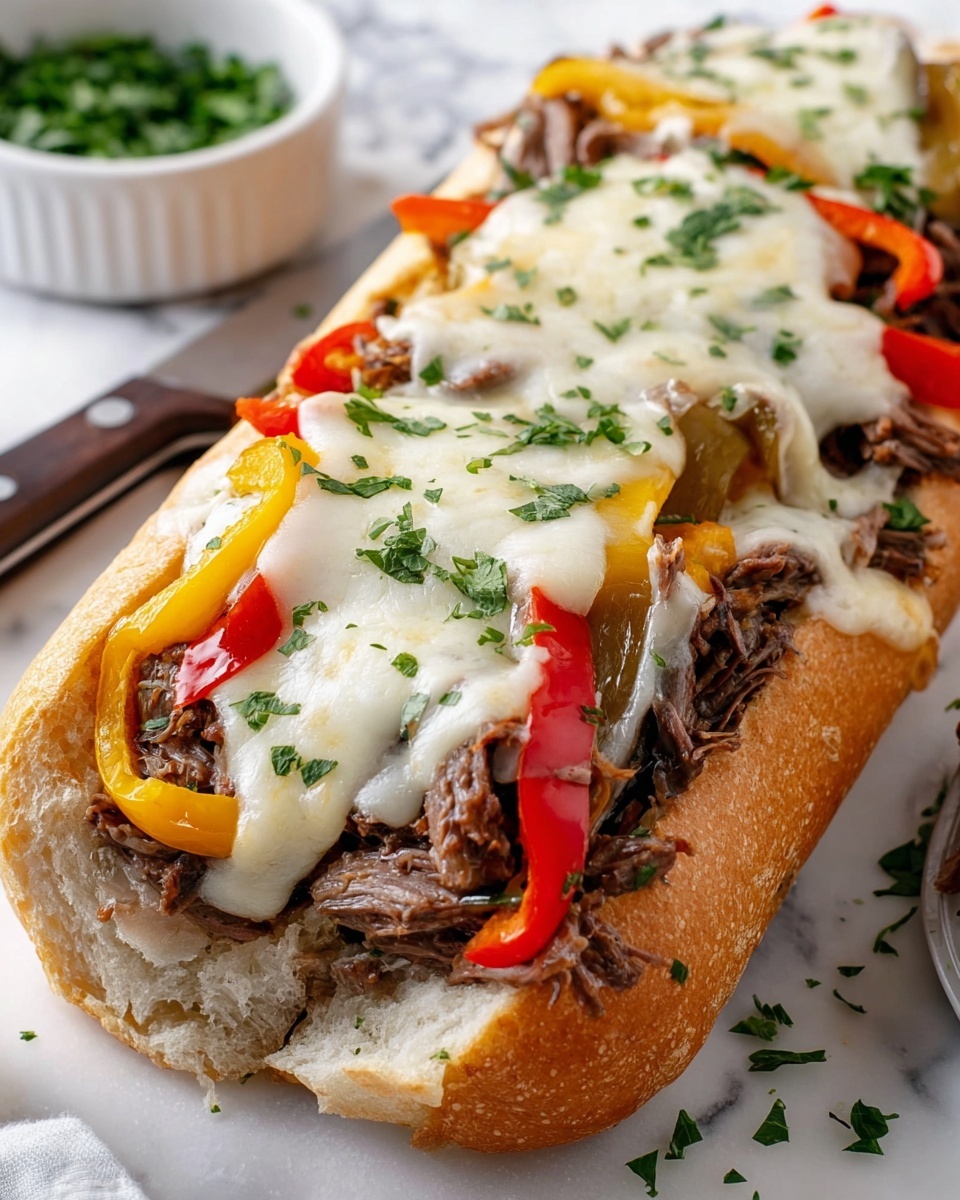 Philly Cheesesteak Cheesy Bread Recipe - Recipe Image