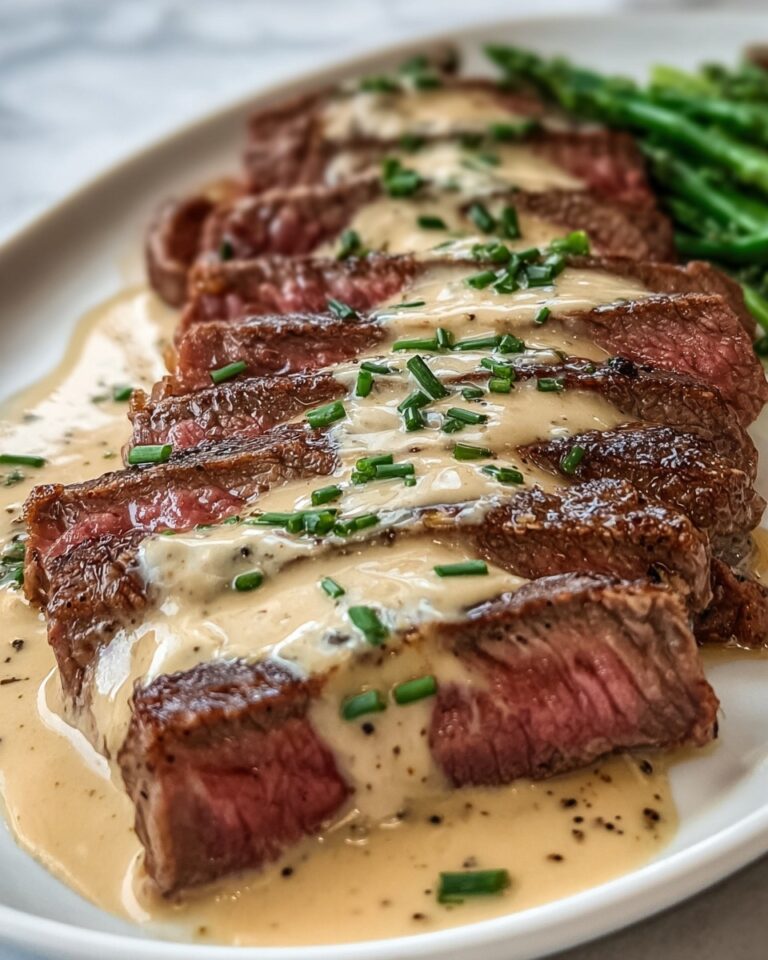 Juicy Steak with Creamy Garlic Sauce Recipe