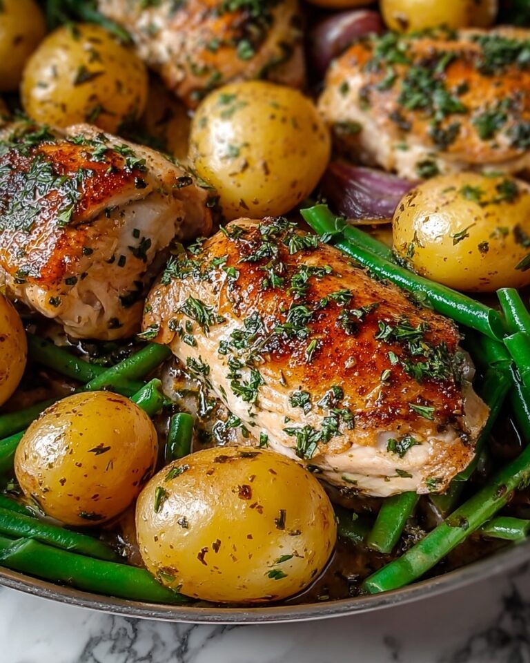 One-Pan Garlic Herb Chicken with Potatoes & Green Beans Recipe
