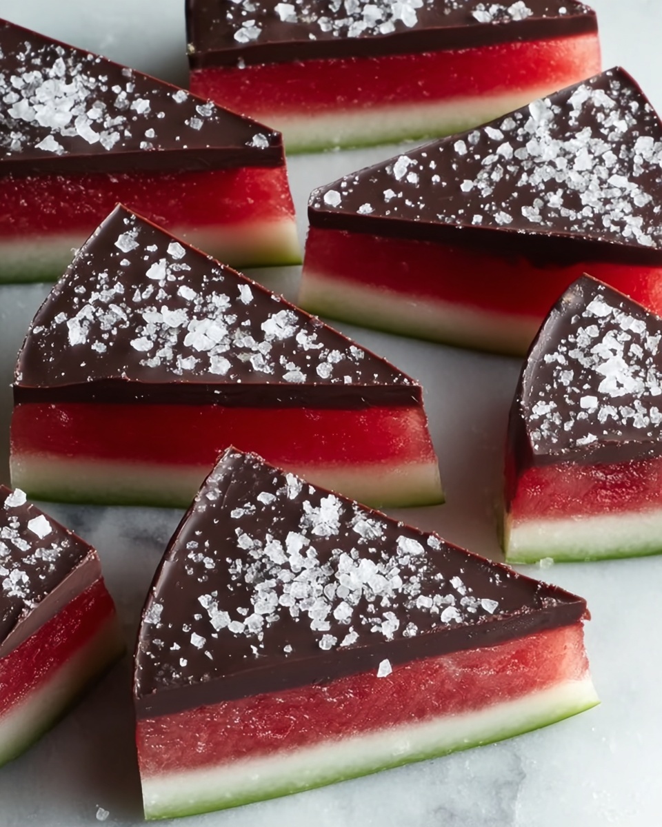 Sea Salt Dark Chocolate Watermelon Slices Recipe - Recipe Image