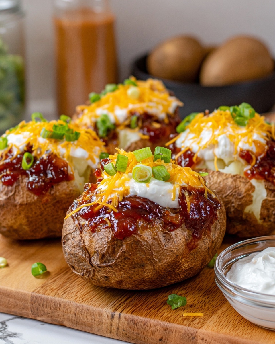 Slow Cooker BBQ Chicken Loaded Baked Potatoes Recipe - Recipe Image