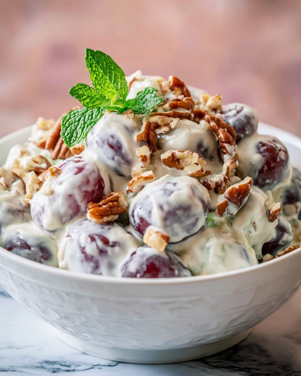 Creamy Grape Salad with Nuts and Toffee Recipe - Recipe Image