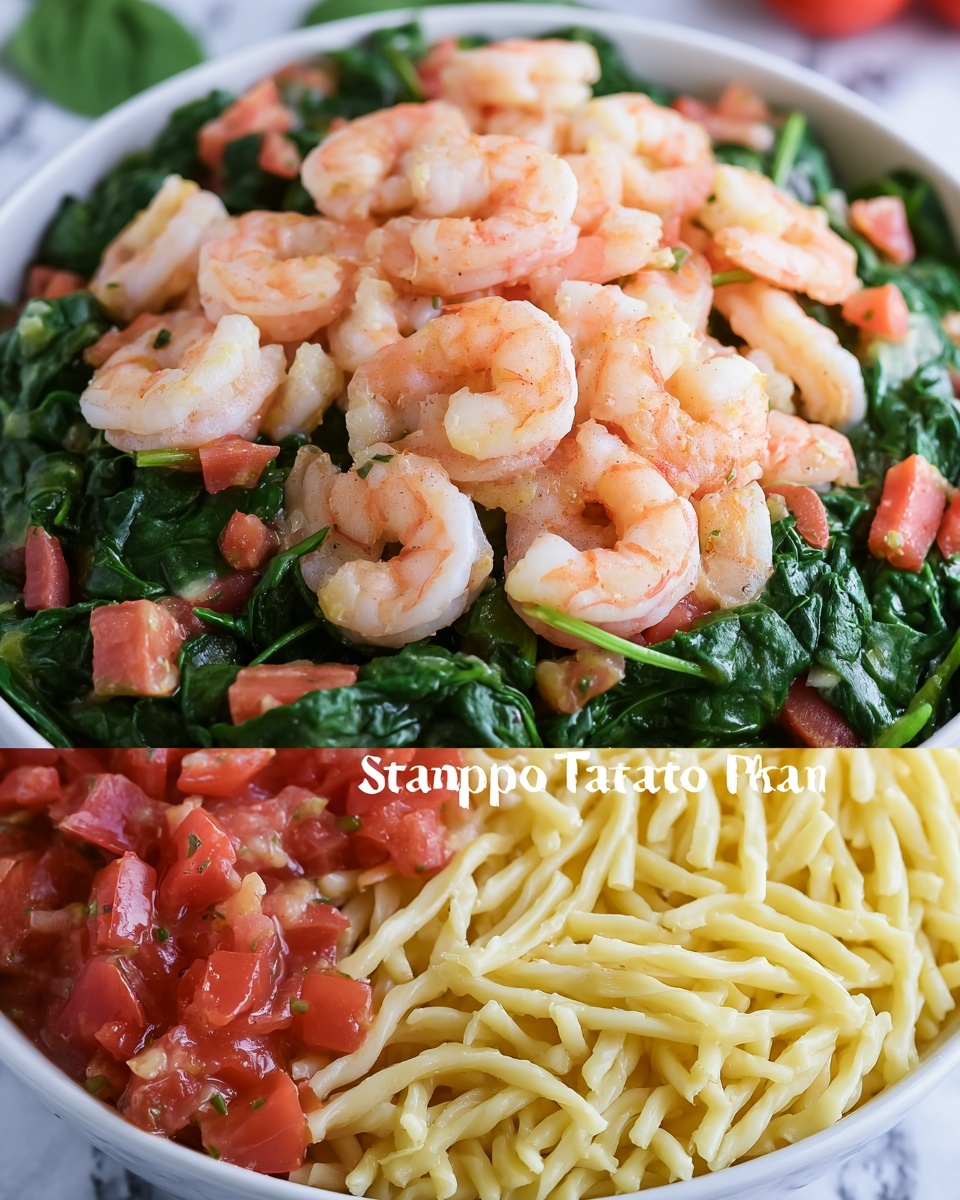 Tomato Spinach Shrimp Pasta Recipe - Recipe Image