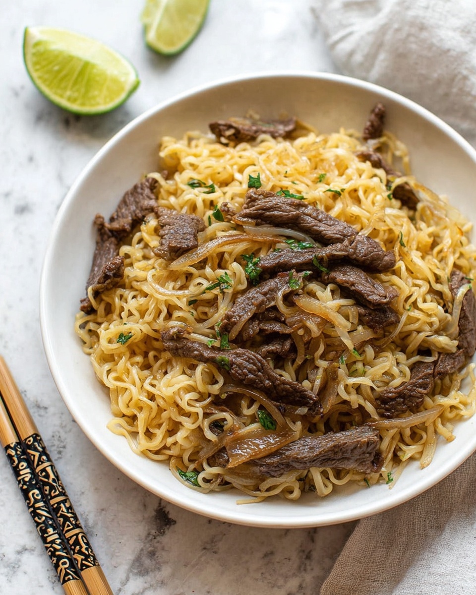 Beef and Ramen Noodles in Spicy Hoisin Sauce Recipe - Recipe Image