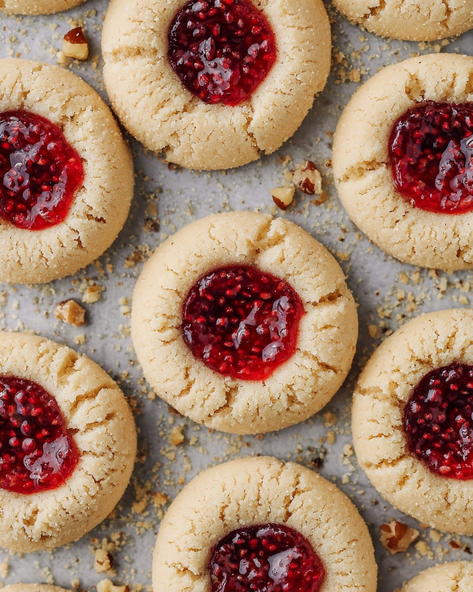 Thumbprint Cookies with Raspberry Jam and Toasted Pecans Recipe - Recipe Image