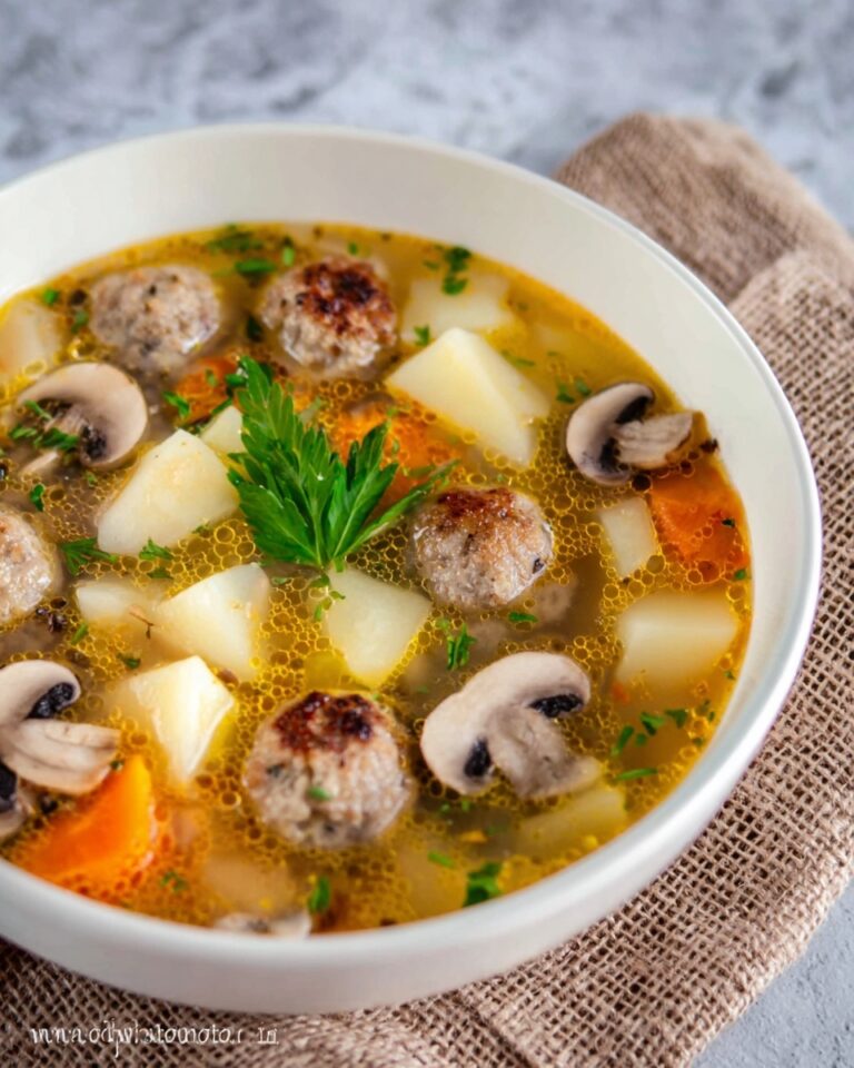 Hearty Turkey Meatball Soup with Vegetables and Barley Recipe