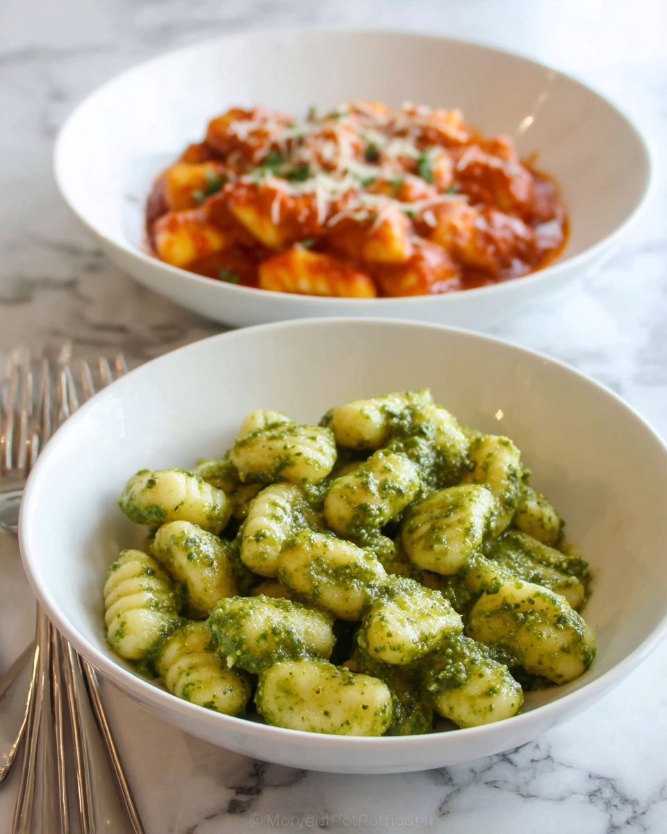 Creamy Ricotta Gnocchi with Bacon, Pesto, and Marinara Sauces Recipe - Recipe Image