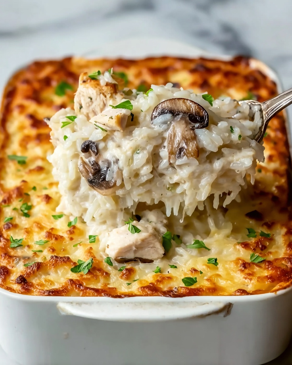 Creamy Chicken Mushroom Rice Casserole Recipe - Recipe Image