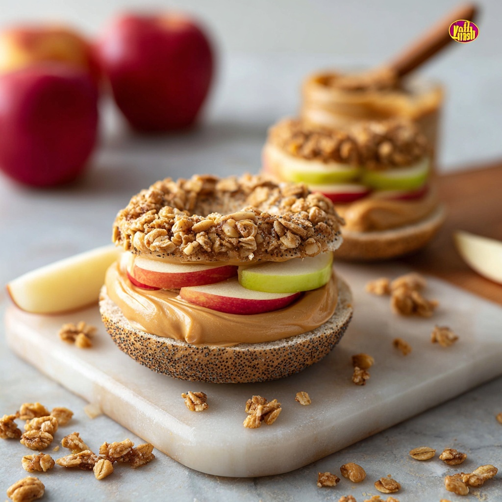 Apple Ring Sandwiches with Nut Butter and Granola Recipe - Recipe Image